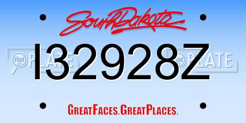 I32928Z South Dakota License Plate