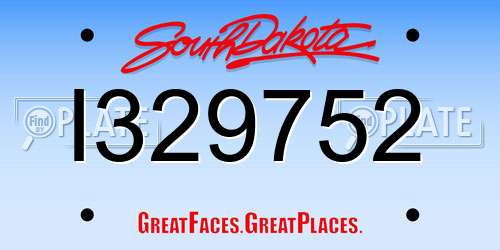 I329752 South Dakota License Plate