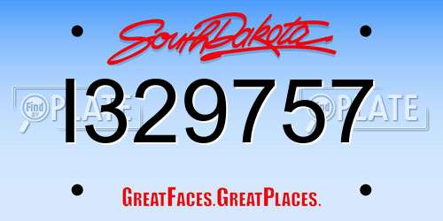 I329757 South Dakota License Plate