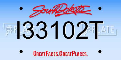 I33102T South Dakota License Plate