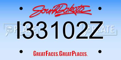 I33102Z South Dakota License Plate