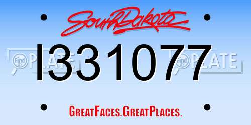 I331077 South Dakota License Plate