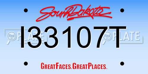 I33107T South Dakota License Plate