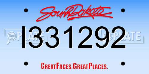 I331292 South Dakota License Plate
