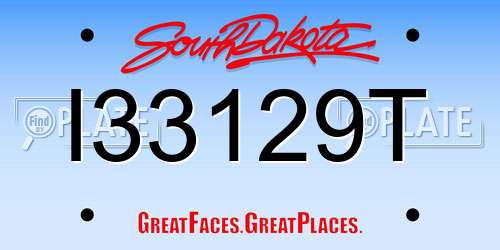 I33129T South Dakota License Plate