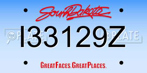 I33129Z South Dakota License Plate