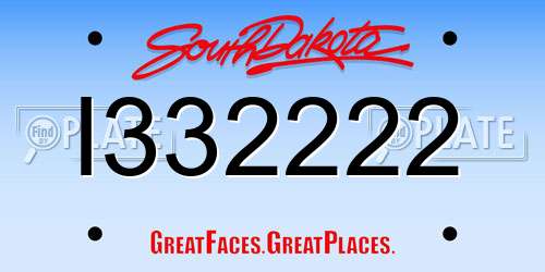I332222 South Dakota License Plate