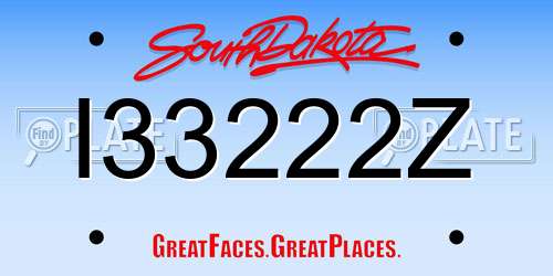 I33222Z South Dakota License Plate