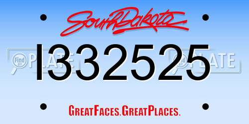I332525 South Dakota License Plate