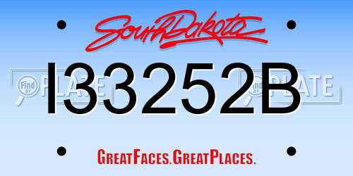 I33252B South Dakota License Plate