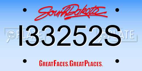 I33252S South Dakota License Plate