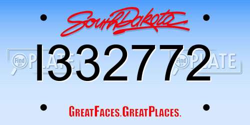 I332772 South Dakota License Plate