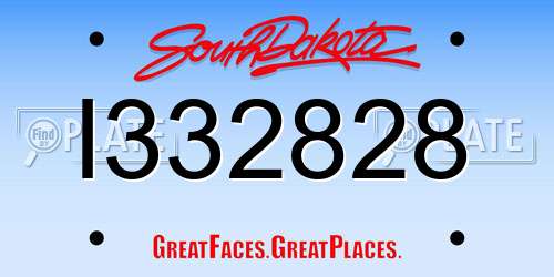 I332828 South Dakota License Plate