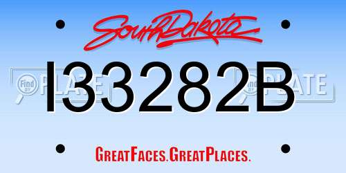 I33282B South Dakota License Plate