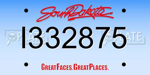 I332875 South Dakota License Plate