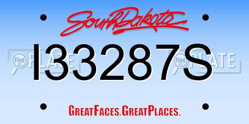 I33287S South Dakota License Plate