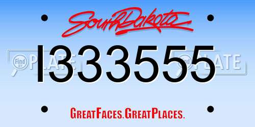 I333555 South Dakota License Plate