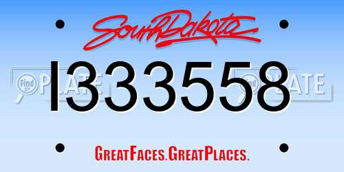 I333558 South Dakota License Plate