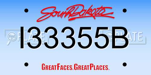 I33355B South Dakota License Plate