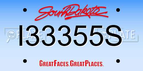 I33355S South Dakota License Plate