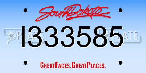 I333585 South Dakota License Plate