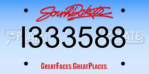 I333588 South Dakota License Plate