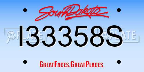 I33358S South Dakota License Plate