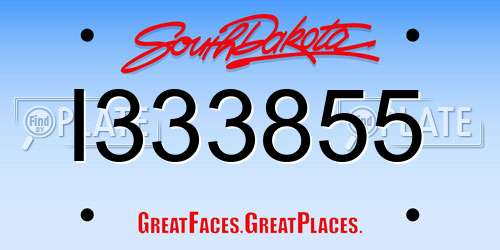 I333855 South Dakota License Plate
