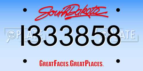 I333858 South Dakota License Plate