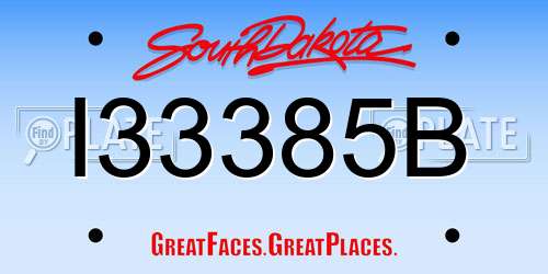 I33385B South Dakota License Plate