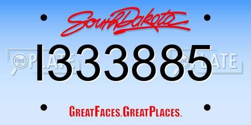 I333885 South Dakota License Plate