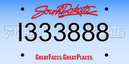 I333888 South Dakota License Plate