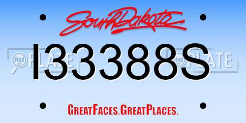 I33388S South Dakota License Plate