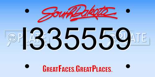 I335559 South Dakota License Plate
