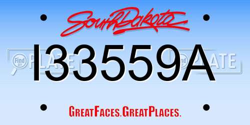 I33559A South Dakota License Plate