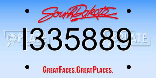 I335889 South Dakota License Plate