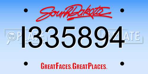 I335894 South Dakota License Plate