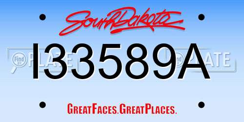 I33589A South Dakota License Plate