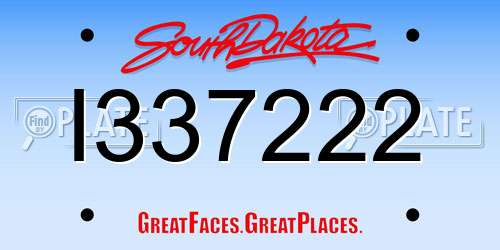 I337222 South Dakota License Plate