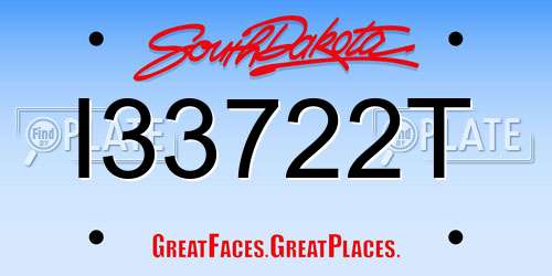 I33722T South Dakota License Plate