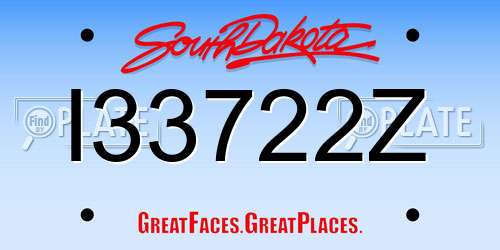 I33722Z South Dakota License Plate