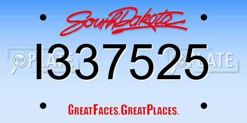 I337525 South Dakota License Plate