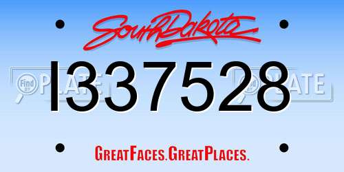 I337528 South Dakota License Plate