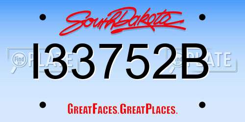 I33752B South Dakota License Plate