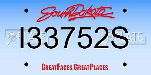 I33752S South Dakota License Plate
