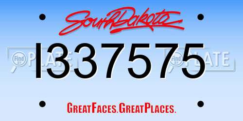 I337575 South Dakota License Plate
