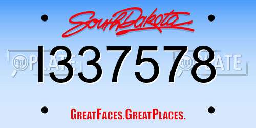 I337578 South Dakota License Plate