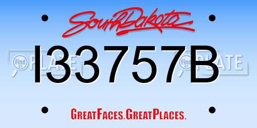 I33757B South Dakota License Plate