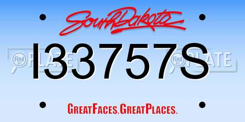 I33757S South Dakota License Plate