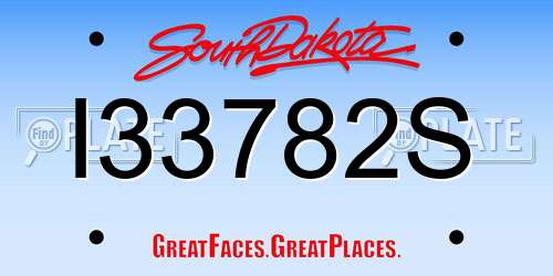 I33782S South Dakota License Plate